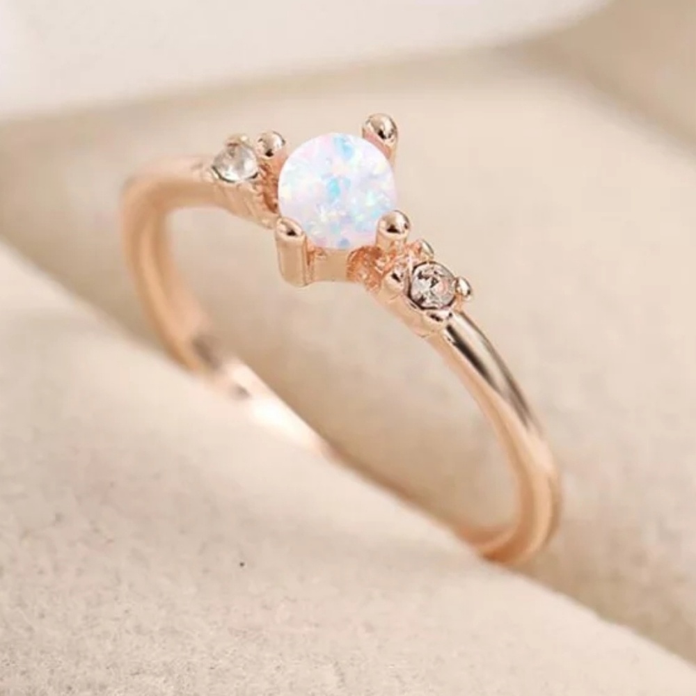 Delicate Rose Gold Fire Opal Stacker Ring